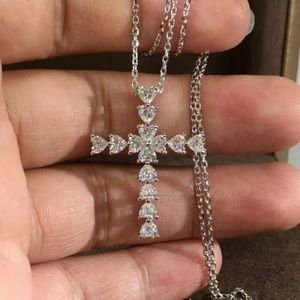 White Sapphire Heart Cross Necklace